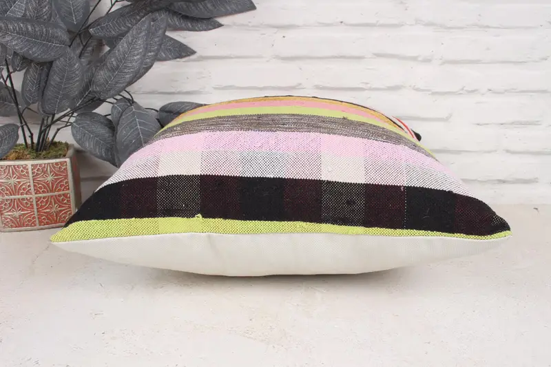 Kilim Pillow, Tapestry Cushion Cover, Gift Pillow, One Of A Kind Pillow Sham, 18x18 Pink Pillow Sham, Car Cushion, Handmade Kilim Cushion, Cushion - 5