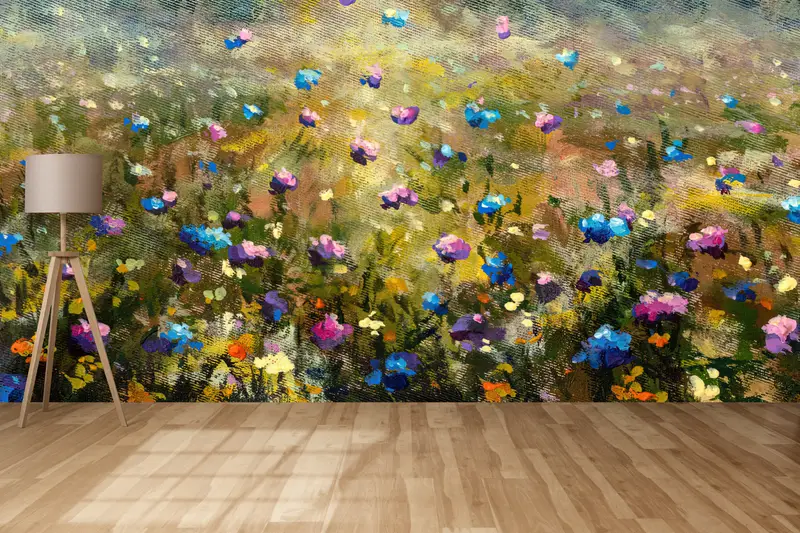 Wildflower Field During, Flower Wall Art, Floral Wall Paper, Nature Landscape Wall Decor, Contemporary Mural, Modern Wall Mural, - 4