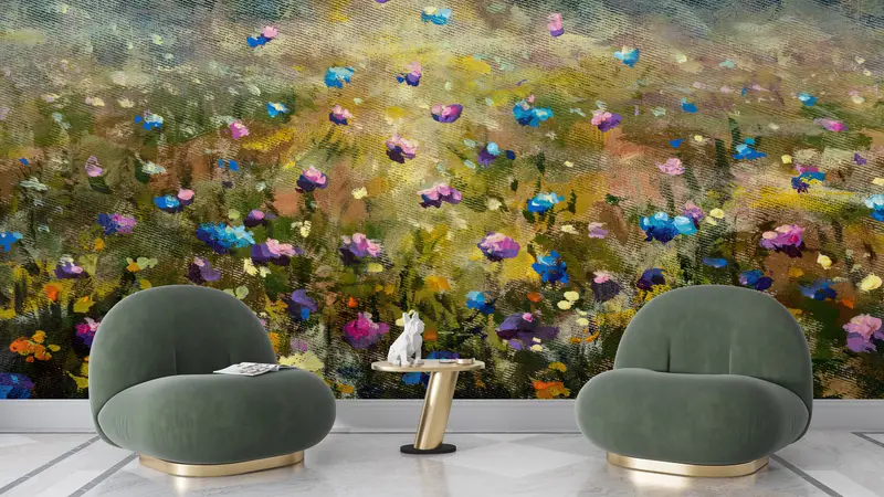 Wildflower Field During, Flower Wall Art, Floral Wall Paper, Nature Landscape Wall Decor, Contemporary Mural, Modern Wall Mural, - 2