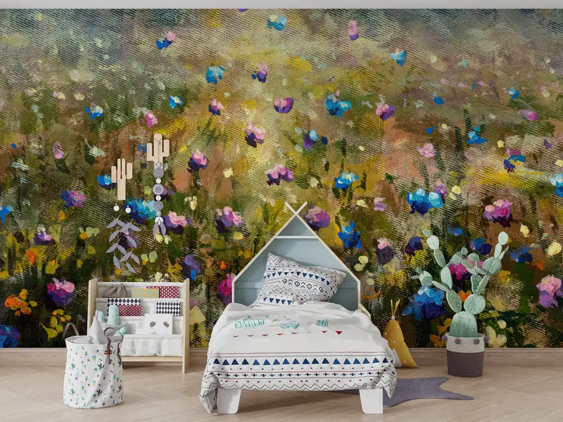 Wildflower Field During, Flower Wall Art, Floral Wall Paper, Nature Landscape Wall Decor, Contemporary Mural, Modern Wall Mural, - 5