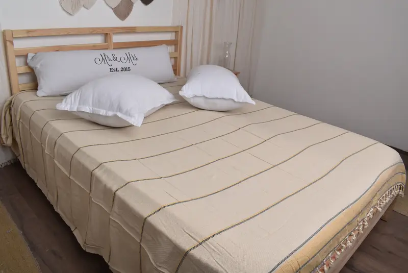 Dokuma battaniye, ev dekor için hediye, 104x96 pamuklu çizgili havlu, monogram plaj battaniyesi, dokuma fırlatma battaniyesi, doğum günü hediyesi, ev taşıma hediyesi - 8