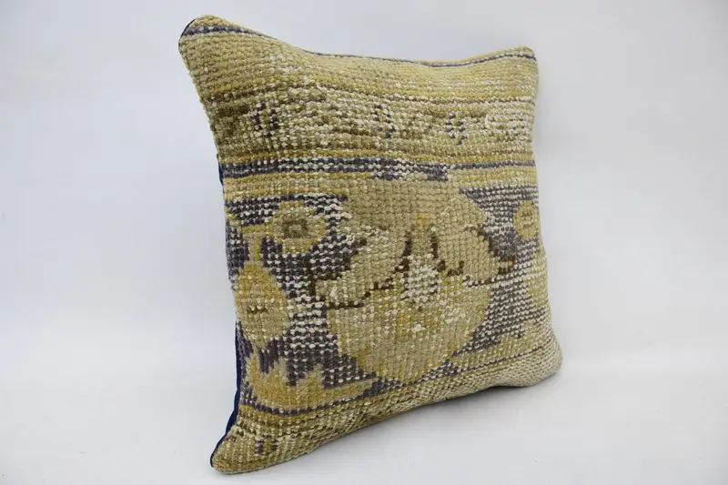 14x14 Beige Cushion, Turkish Kilim Pillow, Pillow Case, Handmade Kilim Cushion, Sustainable Pillow Case, Handwoven Cushion Case, Pillow for Couch - 2