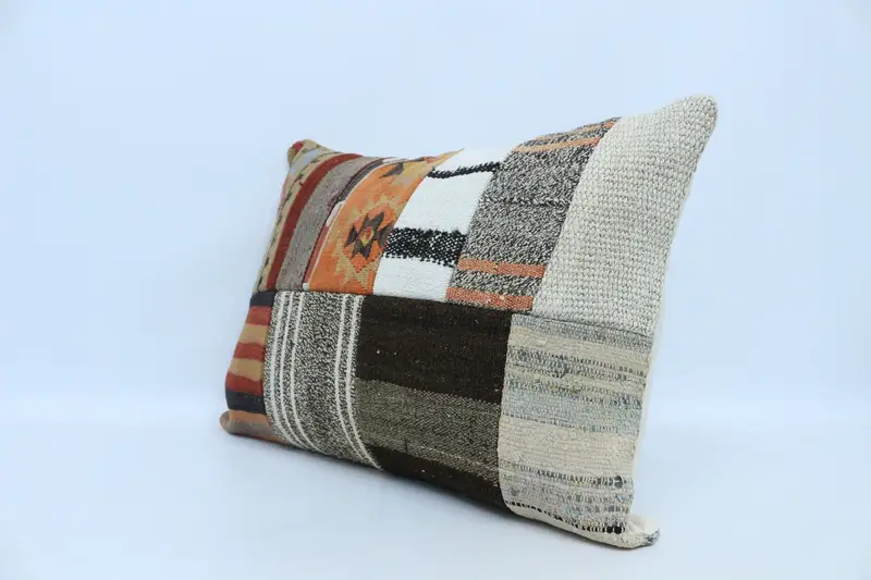 Cushion, Ikat Pillow Sham, Kilim Pillow Cover, Pillow for Sofa, Outdoor Cushion, Ethnical Kilim Rug Pillow, 20x28 White Pillow Cover - 4