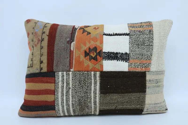 Cushion, Ikat Pillow Sham, Kilim Pillow Cover, Pillow for Sofa, Outdoor Cushion, Ethnical Kilim Rug Pillow, 20x28 White Pillow Cover - 1
