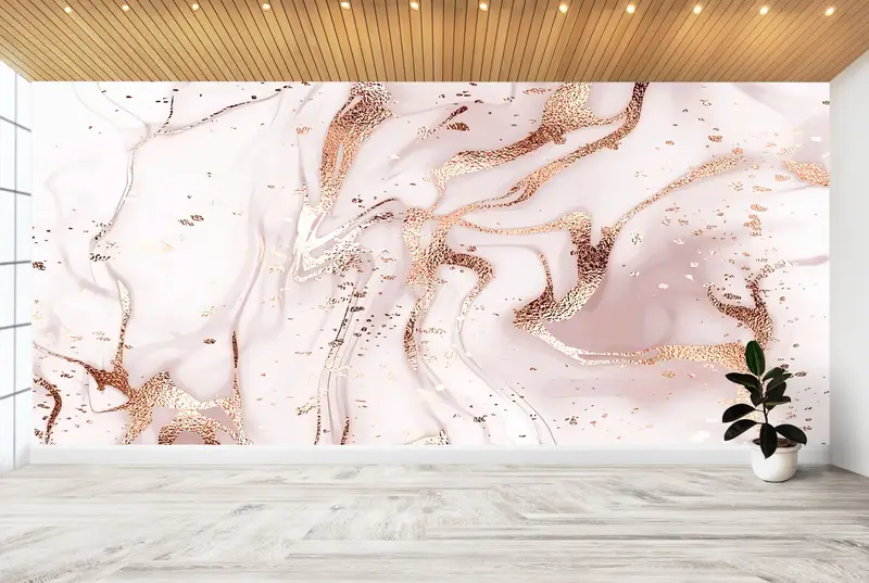 Modern Wall Print, Golden Marble Wall Print, Modern Wall Paper, Bright Wall Paper, Paper Wall Art, Modern Marble Wallpaper, - 5