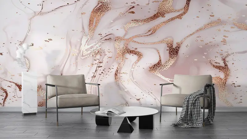 Modern Wall Print, Golden Marble Wall Print, Modern Wall Paper, Bright Wall Paper, Paper Wall Art, Modern Marble Wallpaper, - 6