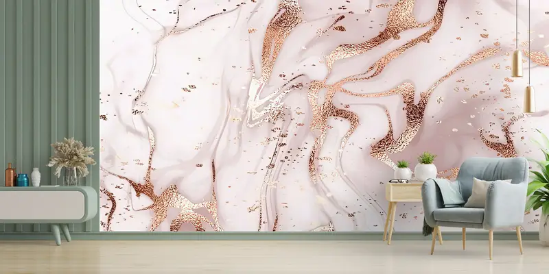 Modern Wall Print, Golden Marble Wall Print, Modern Wall Paper, Bright Wall Paper, Paper Wall Art, Modern Marble Wallpaper, - 4