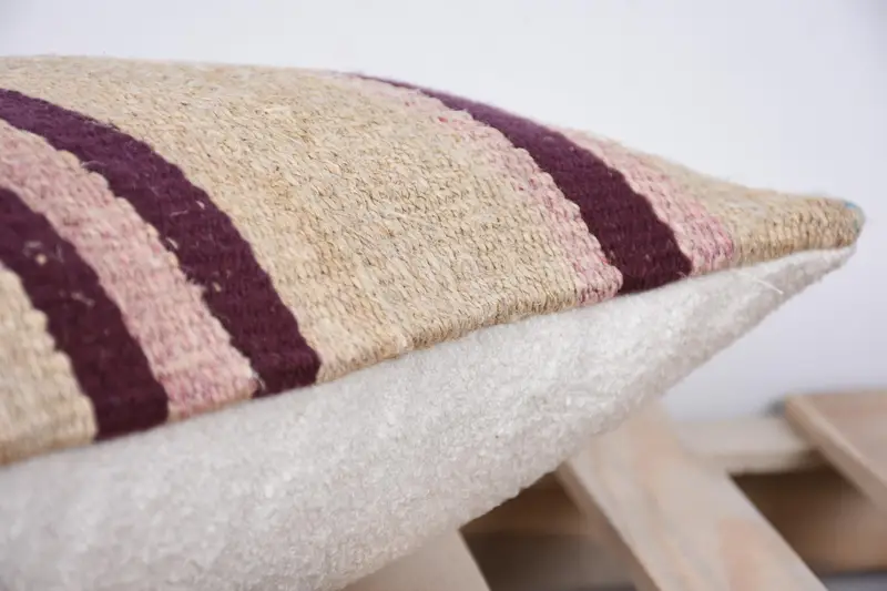 Cushion Cover, Outdoor Cushion Cover, Ethnical Kilim Rug Pillow, 12x20 Beige Pillow Sham, Vintage Kilim Throw Pillow, Pillow for Couch - 7