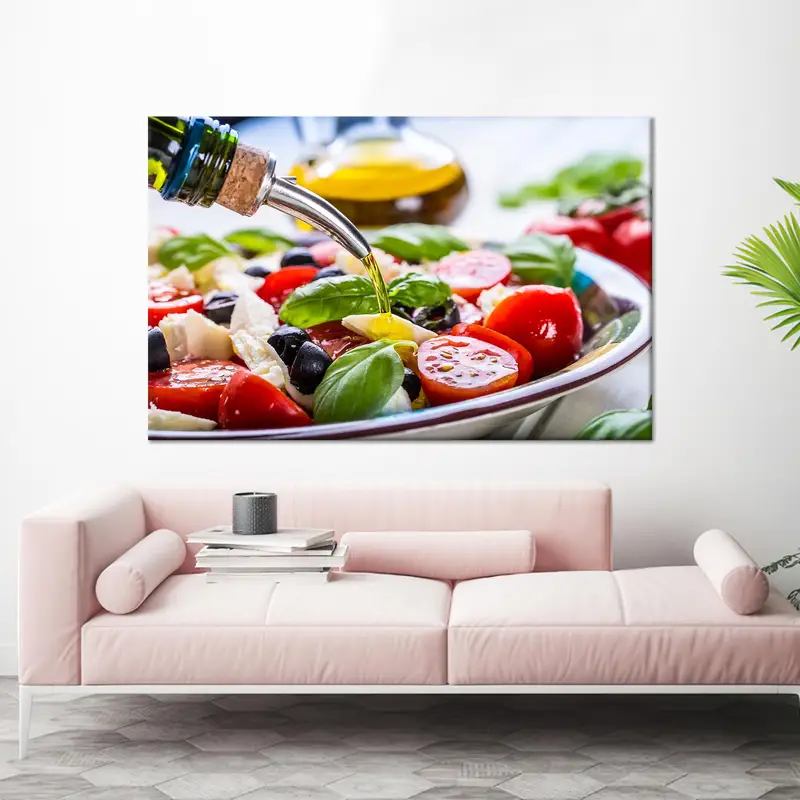 Lienzo vibrante de cocina con tomate: impresión artística de comida saludable