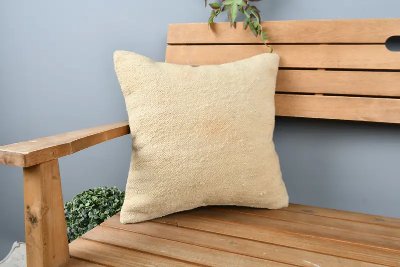 Vintage Pillow, 16x16 Beige Cushion Case, Boho Pillow Sham Cover, Decorative Cushion Cover, Pillow for Couch, Pillow Sham, Colorful Cushion Cover - 1