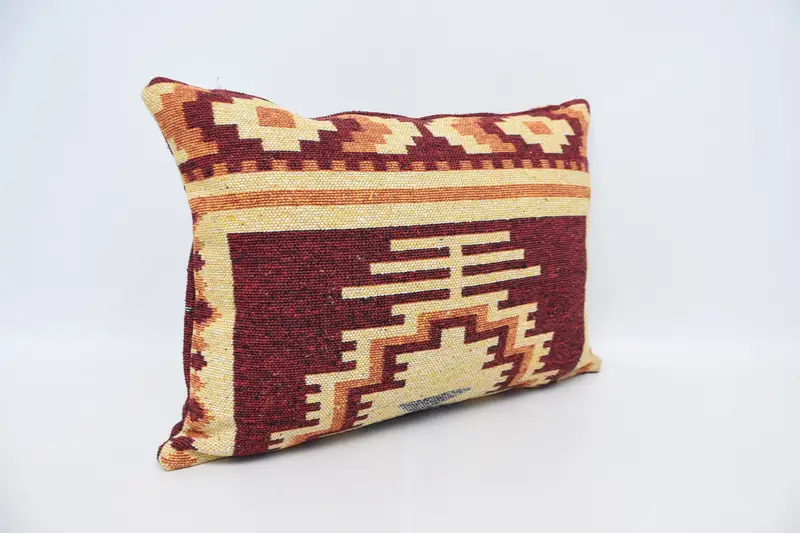Vintage Kilim Throw Pillow, Sustainable Pillow Case, 20x28 Red Pillow Cover, Pillow Case, Cozy Throw Cushion Cover, Gift Pillow, Pillow for Sofa - 3