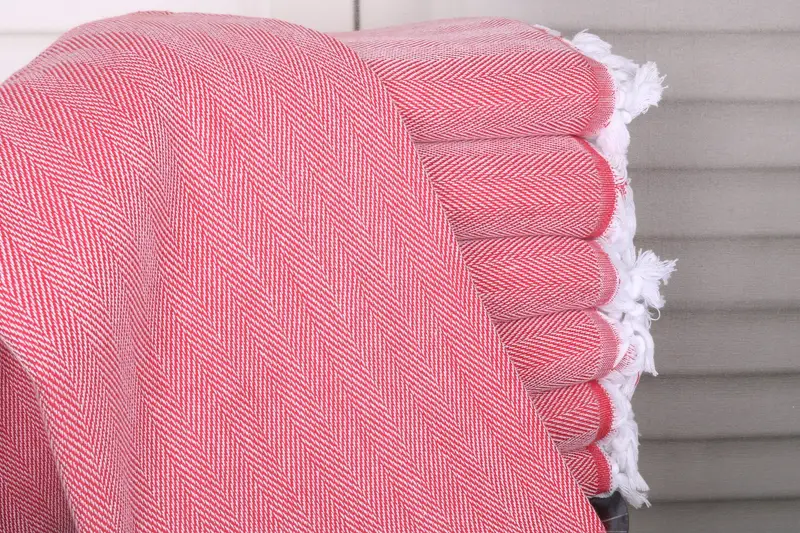 Personalized Beach Towel Monogram Red Turkish Cotton, 36x67 Inches