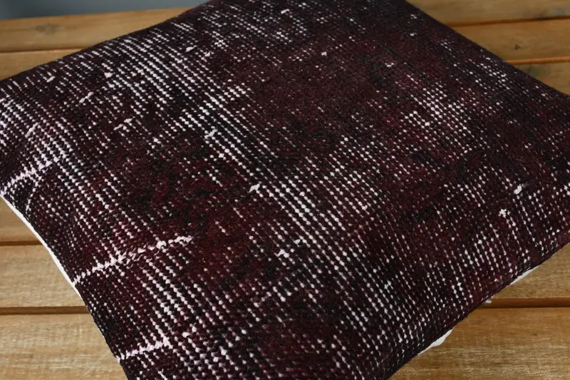 Handwoven Pillow Case, Turkish Pillow, Antique Pillows, Pillow Sham, 14x14 Black Cushion Case, Knitted Pillow Cover, Boho Pillow Sham Cover - 3