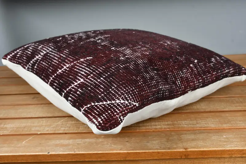 Handwoven Pillow Case, Turkish Pillow, Antique Pillows, Pillow Sham, 14x14 Black Cushion Case, Knitted Pillow Cover, Boho Pillow Sham Cover - 4