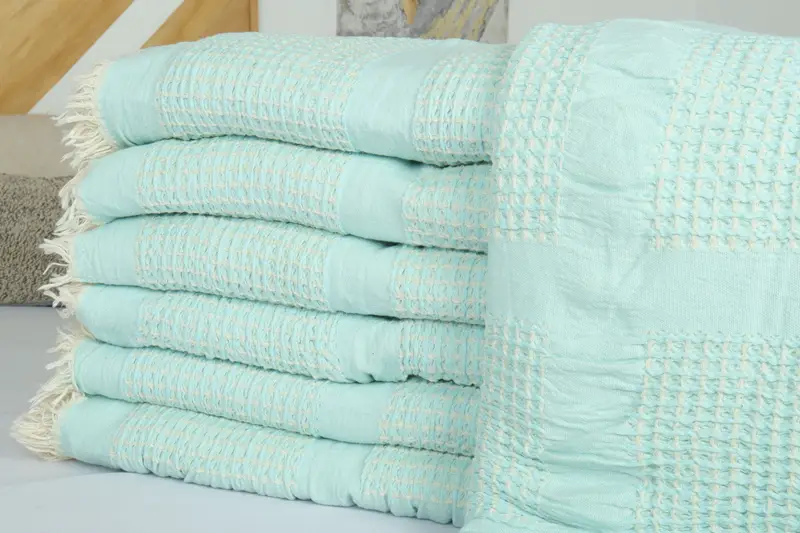 84x80 Cotton Waffle Towel, Bachelorette Party Gifts Bridesmaids, Turkish Blanket, Turkish Bedcover, Custom Wedding Gifts, Decorative Blanket - 2