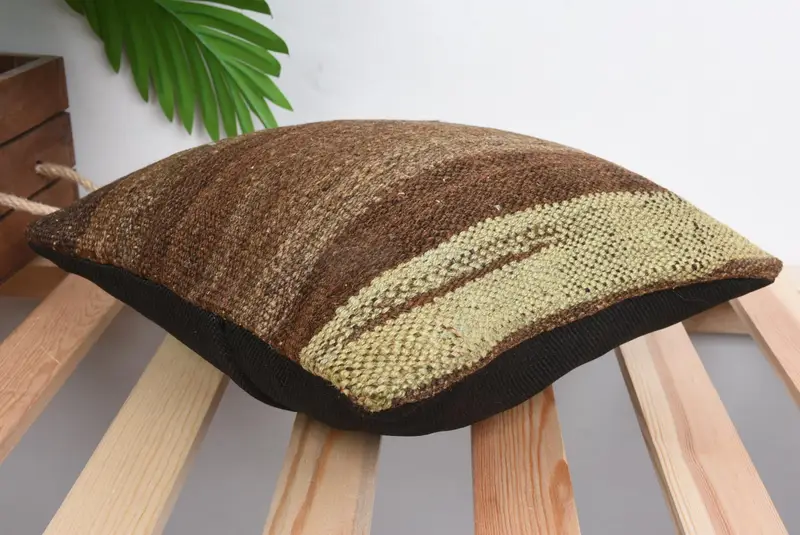 Handwoven Pillow Case, Ethnical Kilim Rug Pillow, 12x12 Beige Pillow Case, Pillow Cover, Gift Pillow, Toss Pillow Case, Antique Pillows - 6