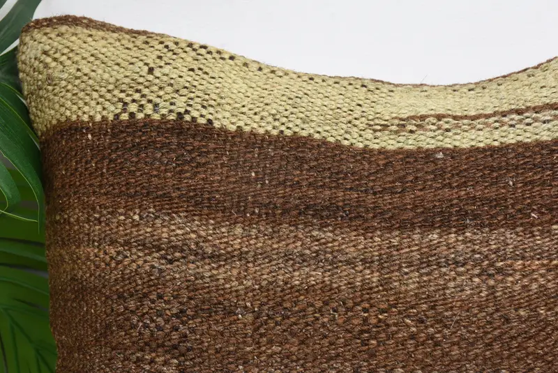 Handwoven Pillow Case, Ethnical Kilim Rug Pillow, 12x12 Beige Pillow Case, Pillow Cover, Gift Pillow, Toss Pillow Case, Antique Pillows - 2