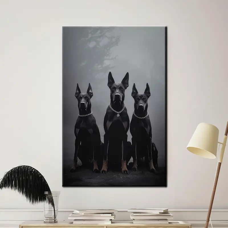 Elegant Black Dog Canvas: Perfect Dog Lover Gift for Man Cave