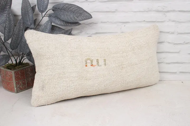 Decorative Pillow Case, Kilim Pillow Cover, Pillow Case, 12x24 White Pillow Sham, Boho Pillow, Hippie Throw Pillow Sham, Antique Pillows - 3