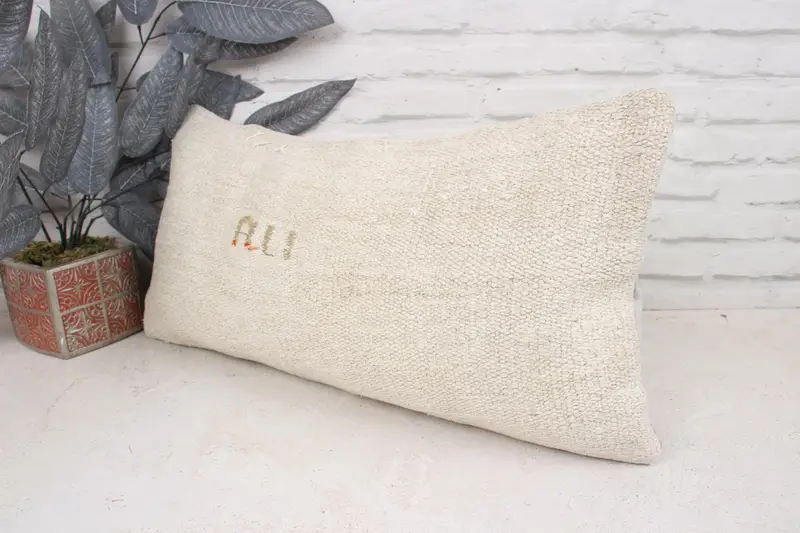Decorative Pillow Case, Kilim Pillow Cover, Pillow Case, 12x24 White Pillow Sham, Boho Pillow, Hippie Throw Pillow Sham, Antique Pillows - 4