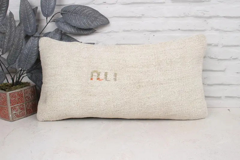Decorative Pillow Case, Kilim Pillow Cover, Pillow Case, 12x24 White Pillow Sham, Boho Pillow, Hippie Throw Pillow Sham, Antique Pillows - 1