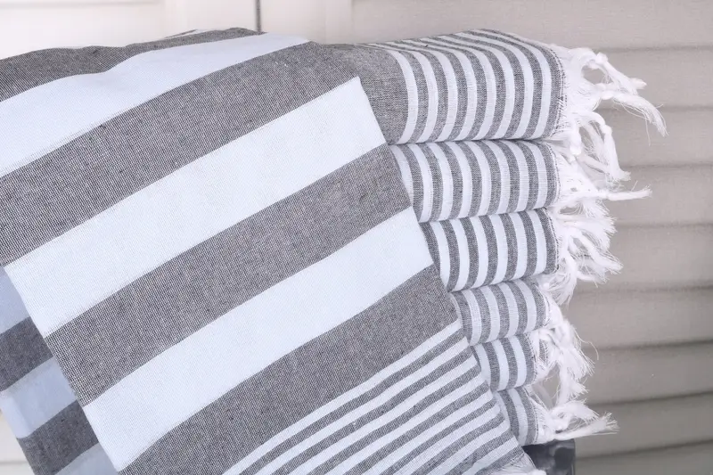 Personalized Beach Towel Monogram Cotton Black-Baby Blue, 36x67 Inches