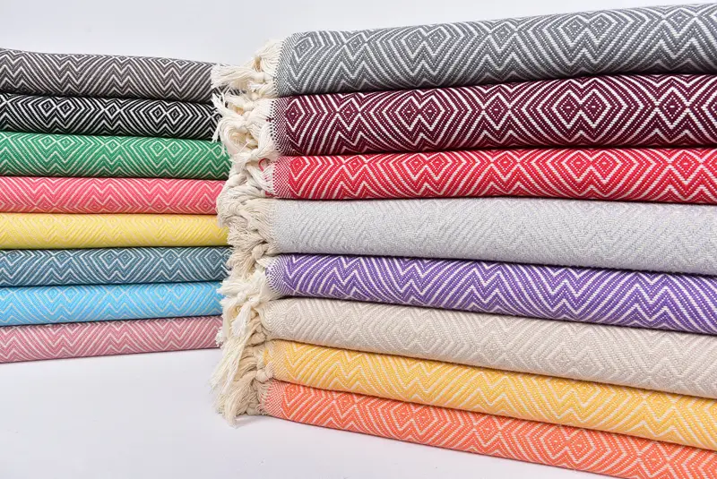 92x80 Cotton Diamond Towel, Wedding Hand Made Gift, Custom Blanket, Turkish Blanket Queen, Personalized Blanket, Wedding For Favor, Tablecloth - 1