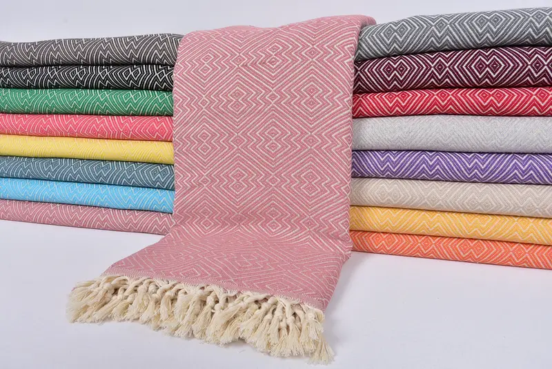 92x80 Cotton Diamond Towel, Wedding Hand Made Gift, Custom Blanket, Turkish Blanket Queen, Personalized Blanket, Wedding For Favor, Tablecloth - 2