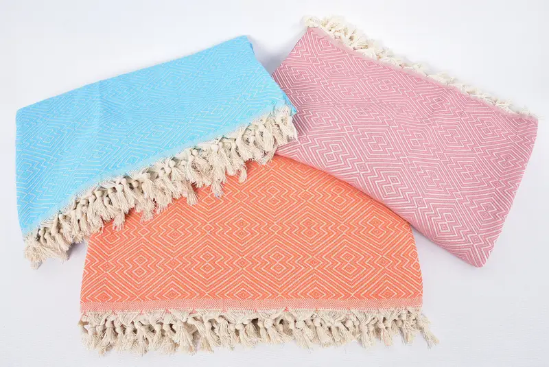 92x80 Cotton Diamond Towel, Wedding Hand Made Gift, Custom Blanket, Turkish Blanket Queen, Personalized Blanket, Wedding For Favor, Tablecloth - 8