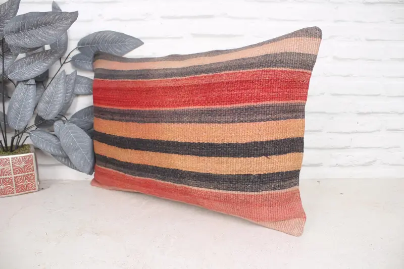 Cushion, Muted Pillow Cover, Tribal Cushion Cover, 16x24 Red Pillow Sham, Pillow for Couch, Boho Pillow Sham Cover, Interior Designer Pillow - 4