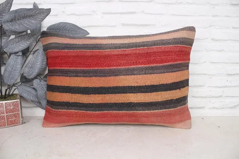 Cushion, Muted Pillow Cover, Tribal Cushion Cover, 16x24 Red Pillow Sham, Pillow for Couch, Boho Pillow Sham Cover, Interior Designer Pillow - 1