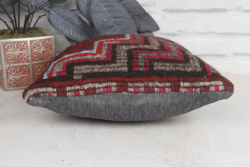 Pillow for Sofa, Vintage Kilim Throw Pillow, 12x12 Purple Cushion Cover, Boho Chic Cushion, Cushion, Kilim Pillow, Tribal Pillow Case - 5