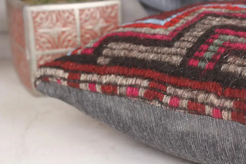 Pillow for Sofa, Vintage Kilim Throw Pillow, 12x12 Purple Cushion Cover, Boho Chic Cushion, Cushion, Kilim Pillow, Tribal Pillow Case - 7