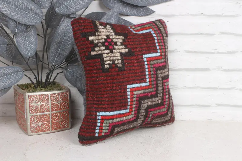 Pillow for Sofa, Vintage Kilim Throw Pillow, 12x12 Purple Cushion Cover, Boho Chic Cushion, Cushion, Kilim Pillow, Tribal Pillow Case - 4