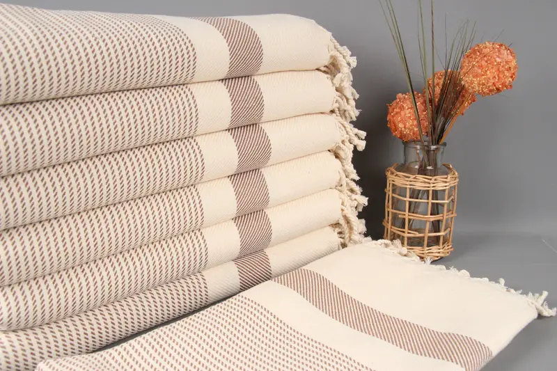 Personalized Cream-Brown Polka Dot Towel, Organic Cotton, 40x71 Inches