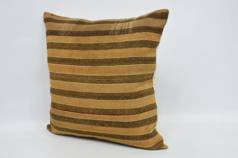 Pillow Case, Authentic Cushion Cover, Ethnical Kilim Rug Pillow, Oriental Cushion Case, Turkish Kilim Pillow, Boho Pillow, 24x24 Orange Pillow Sham - 4