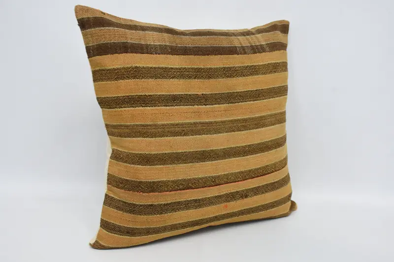 Pillow Case, Authentic Cushion Cover, Ethnical Kilim Rug Pillow, Oriental Cushion Case, Turkish Kilim Pillow, Boho Pillow, 24x24 Orange Pillow Sham - 3
