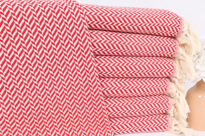 Chevron Hand Towel Red Cotton, 18x36 Inches, Bachelorette Gift