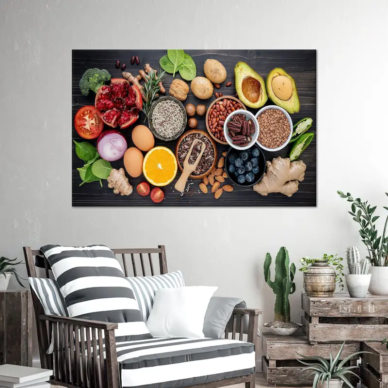 Lienzo elegante para cocina con especias: decoración artística del comedor