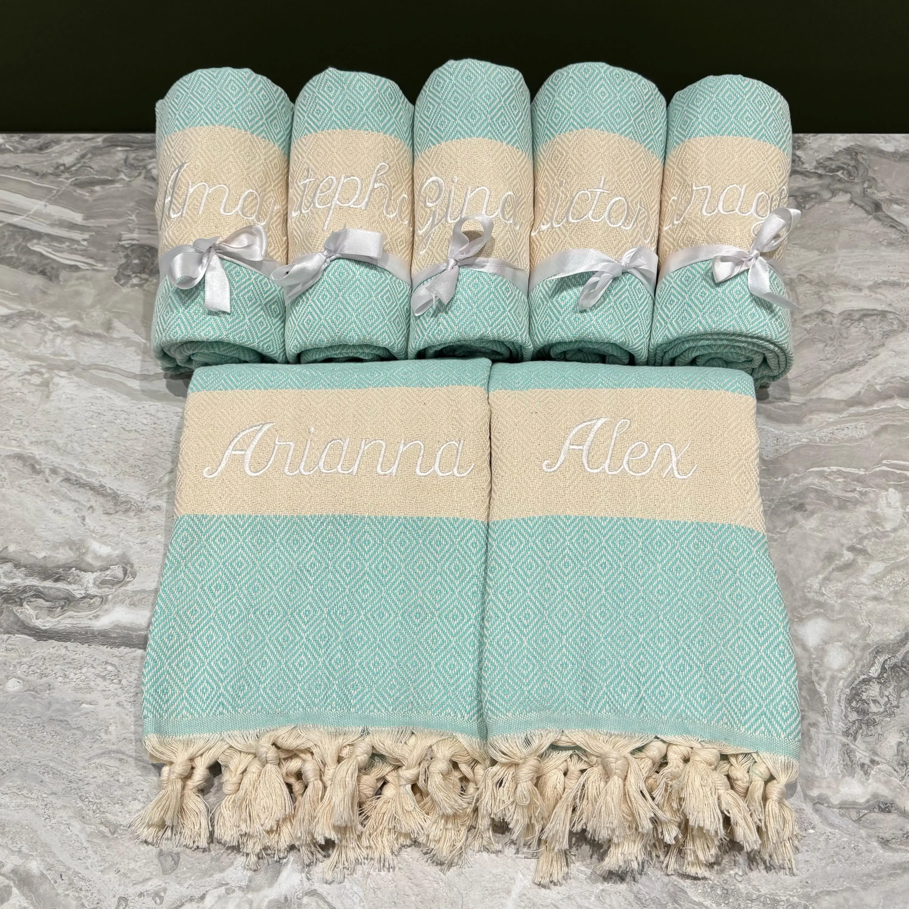Personalized Turkish Cotton Beach Towel Beige, 40x71 Inches - 1