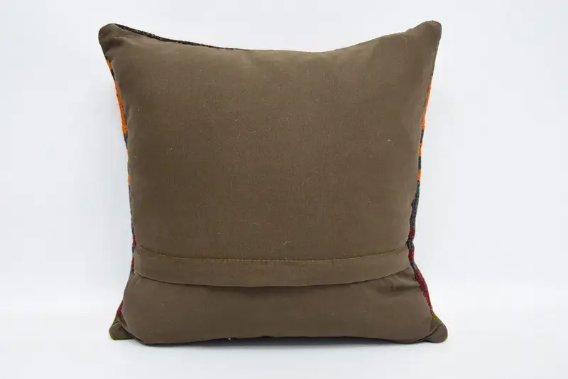 Indoor Cushion Cover, Pattern Throw Pillow, 16x16 Orange Pillow Cover, Pet Cushion Case, Kilim Pillow Cover, Turkish Pillow, Cushion, Gift Pillow - 6