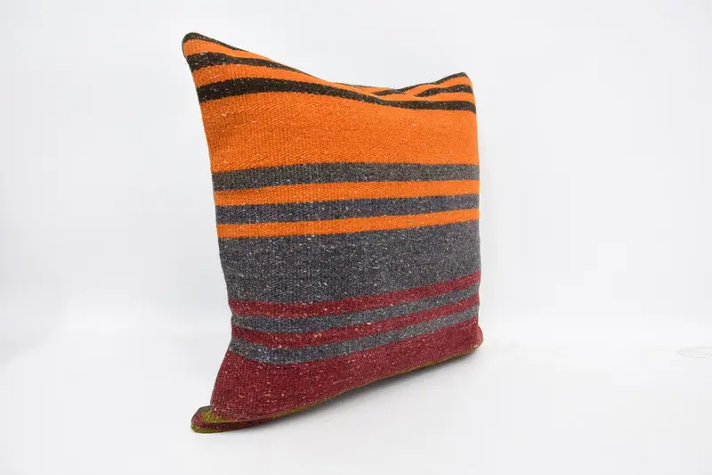 Indoor Cushion Cover, Pattern Throw Pillow, 16x16 Orange Pillow Cover, Pet Cushion Case, Kilim Pillow Cover, Turkish Pillow, Cushion, Gift Pillow - 3
