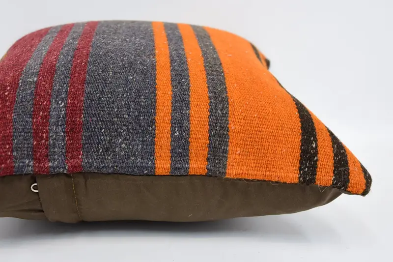 Indoor Cushion Cover, Pattern Throw Pillow, 16x16 Orange Pillow Cover, Pet Cushion Case, Kilim Pillow Cover, Turkish Pillow, Cushion, Gift Pillow - 5