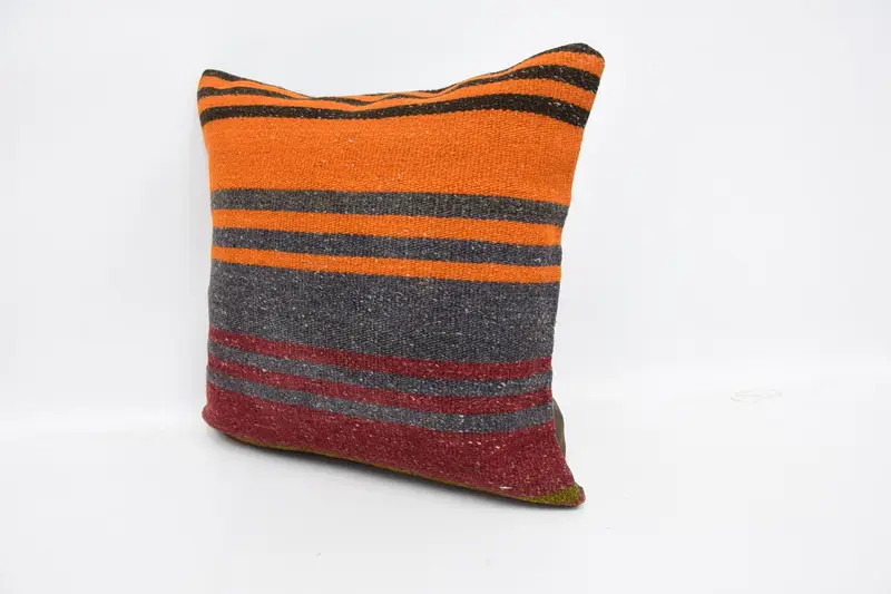 Indoor Cushion Cover, Pattern Throw Pillow, 16x16 Orange Pillow Cover, Pet Cushion Case, Kilim Pillow Cover, Turkish Pillow, Cushion, Gift Pillow - 4