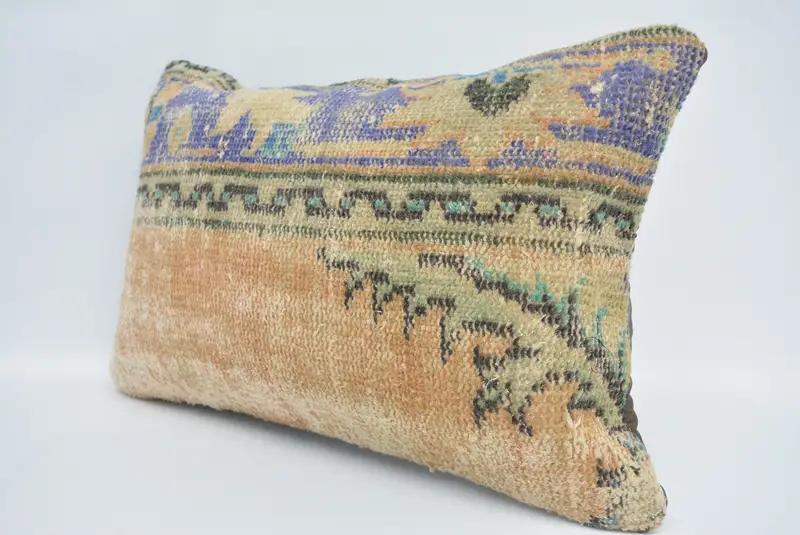 Turkish Corner Cushion, Vintage Kilim Pillow, Pillow, Interior Designer Pillow, Ikat Pillow Cover, Turkish Pillow, 16x24 Blue Pillow Sham - 4