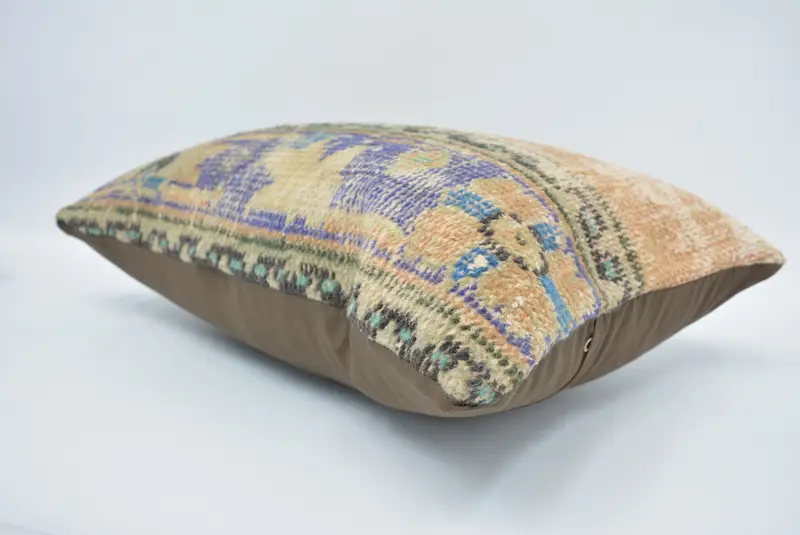 Turkish Corner Cushion, Vintage Kilim Pillow, Pillow, Interior Designer Pillow, Ikat Pillow Cover, Turkish Pillow, 16x24 Blue Pillow Sham - 6