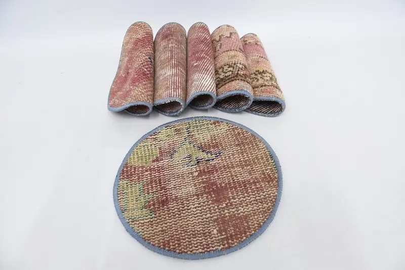 ボヘミアン レッド & ブロンズ サークル プレースマット、コットン & ウール プレースマット