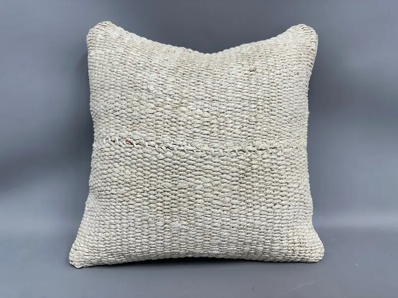 18x18 Beige Pillow, Throw Kilim Pillow, Designer Throw Cushion Cover, Pillow Case, Vintage Kilim Throw Pillow, Boho Pillow Sham Cover - 4