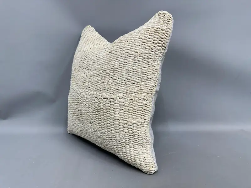 18x18 Beige Pillow, Throw Kilim Pillow, Designer Throw Cushion Cover, Pillow Case, Vintage Kilim Throw Pillow, Boho Pillow Sham Cover - 3