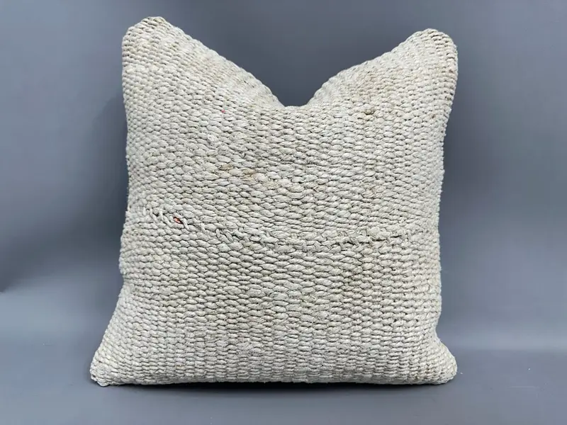 18x18 Beige Pillow, Throw Kilim Pillow, Designer Throw Cushion Cover, Pillow Case, Vintage Kilim Throw Pillow, Boho Pillow Sham Cover - 1